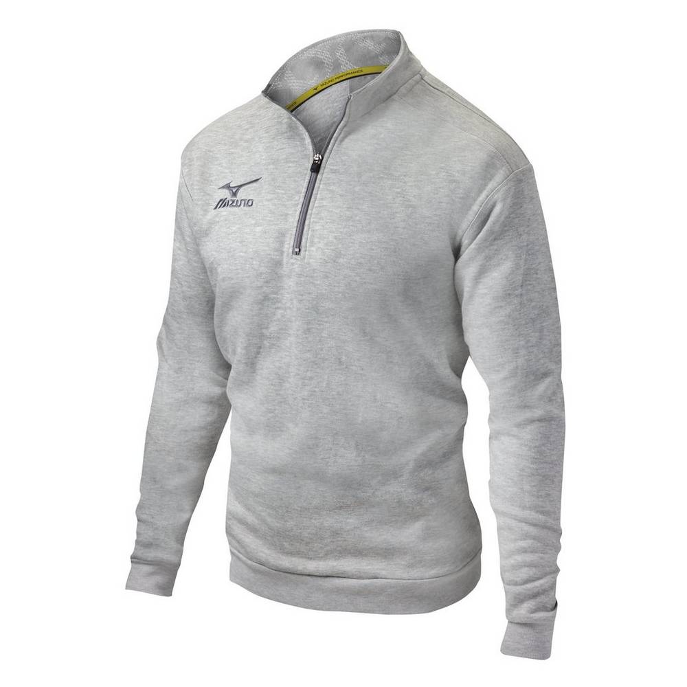 Moletom Mizuno 1/2 Zip Fleece - Homem - Vermelhas Cinzentas - QLVIE8295